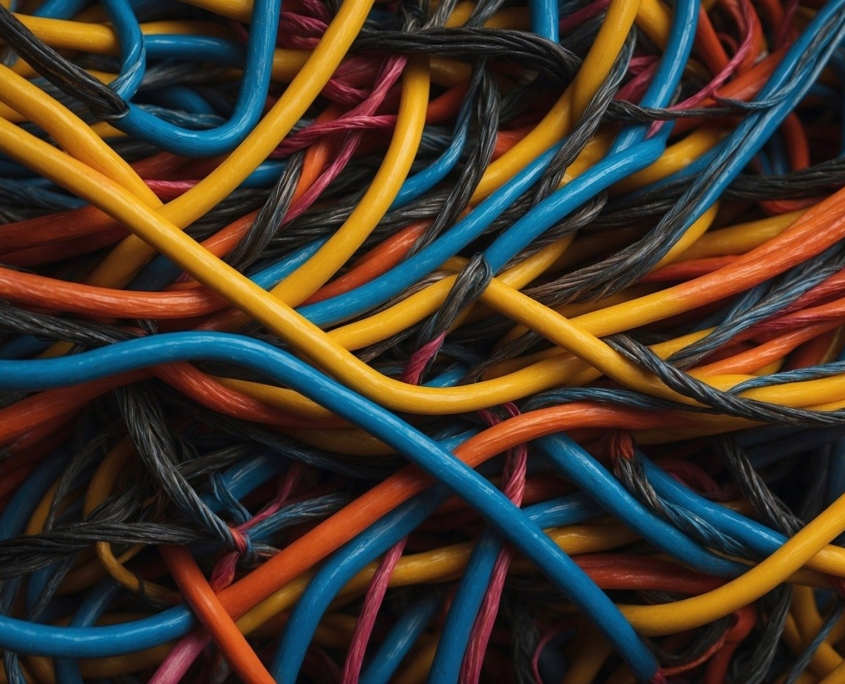 Cables De Colores Enredados Vistos Desde Arriba